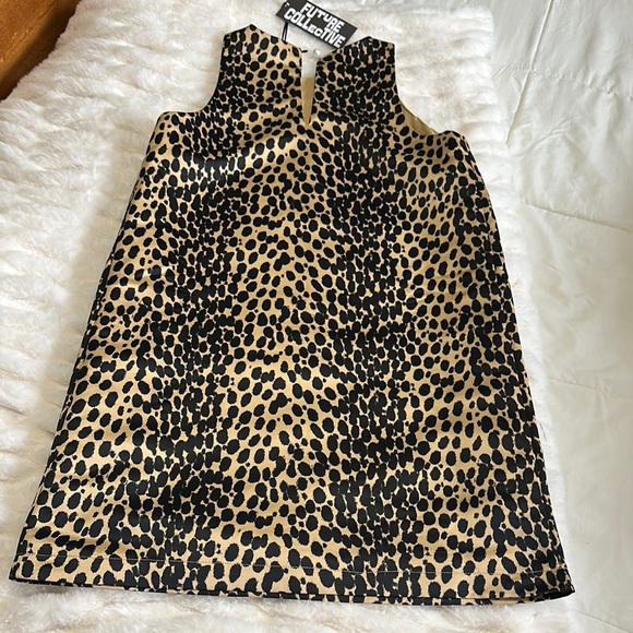 Tan and Black Halter Sheath Dress Cocktail - Picture 4 of 7